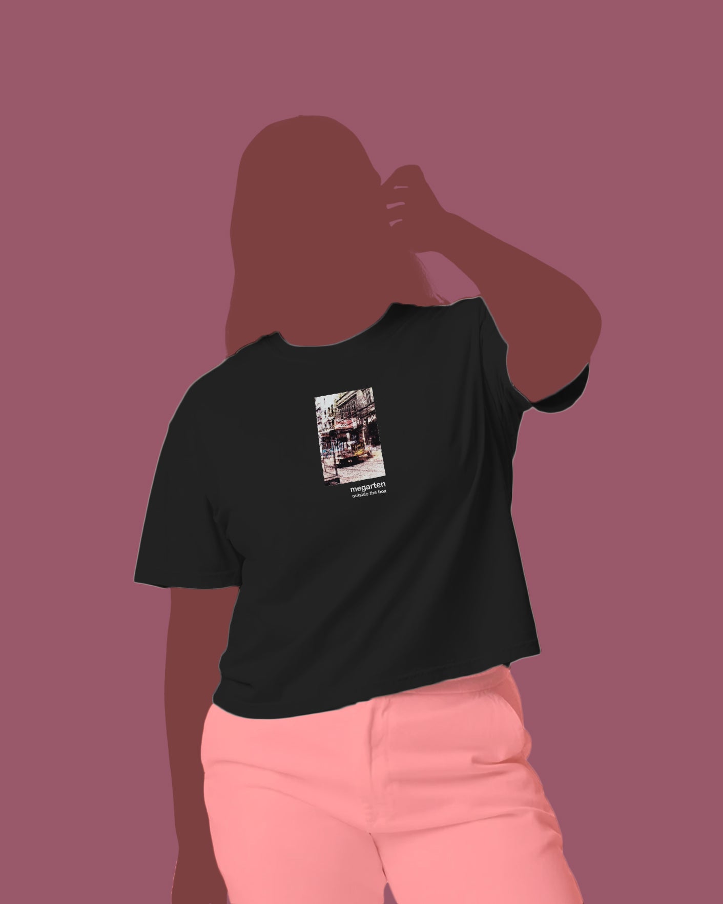 Wearable Art Boxy Tee – "Bike Jesus Graffiti and a Plzeň Tram, Dual Exposed"