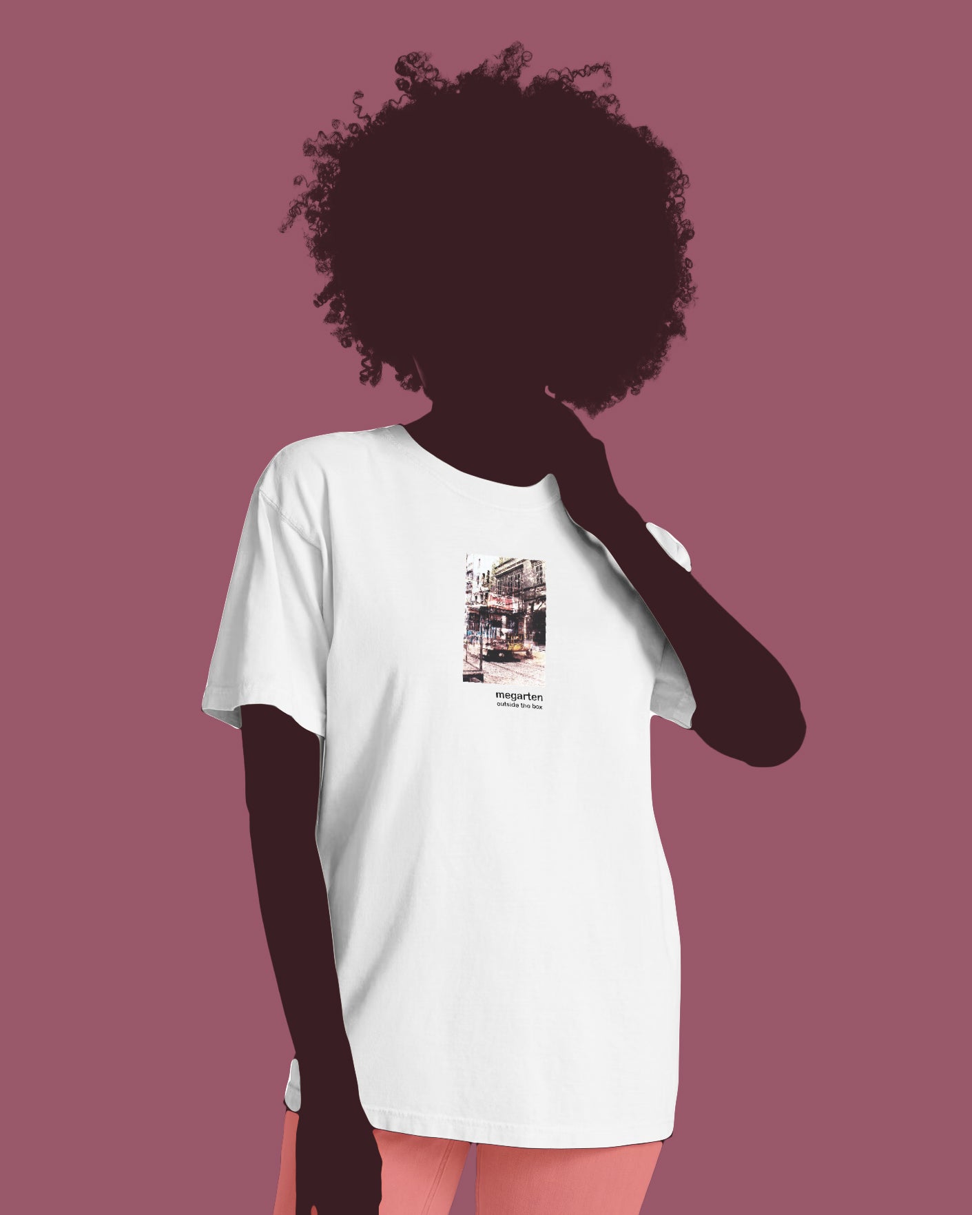 Wearable Art Unisex Tee – "Bike Jesus Graffiti and a Plzeň Tram, Dual Exposed"