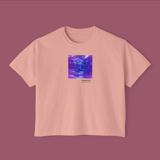 Wearable Art Boxy Tee – "Barcelona Tram and Street Art, Dual Exposed"