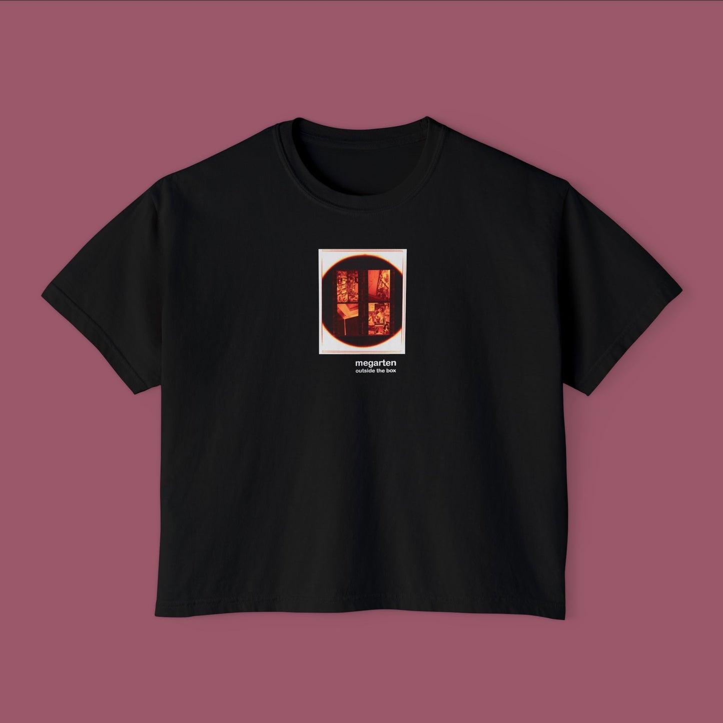 Wearable Art Boxy Tee – "Men’s Room in a Plzeň Lokal, Enlarged"