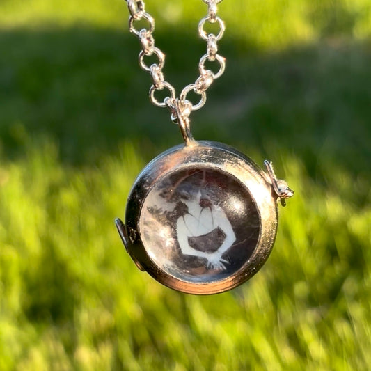 Wearable Art Locket Necklace – Glass Dome, Rolo Chain, “Marisa the Water Nymph”