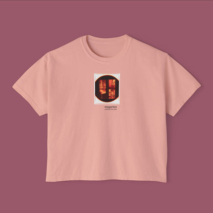 Wearable Art Boxy Tee – "Men’s Room in a Plzeň Lokal, Enlarged"
