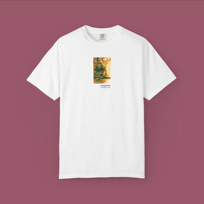 Wearable Art Unisex Tee – "Correfoc Sparks Over MACBA Skater, Dual Exposed"