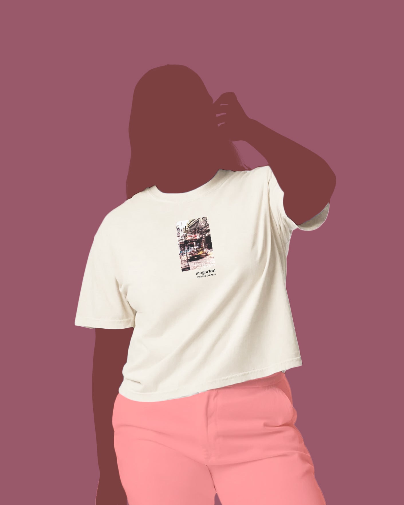 Wearable Art Boxy Tee – "Bike Jesus Graffiti and a Plzeň Tram, Dual Exposed"