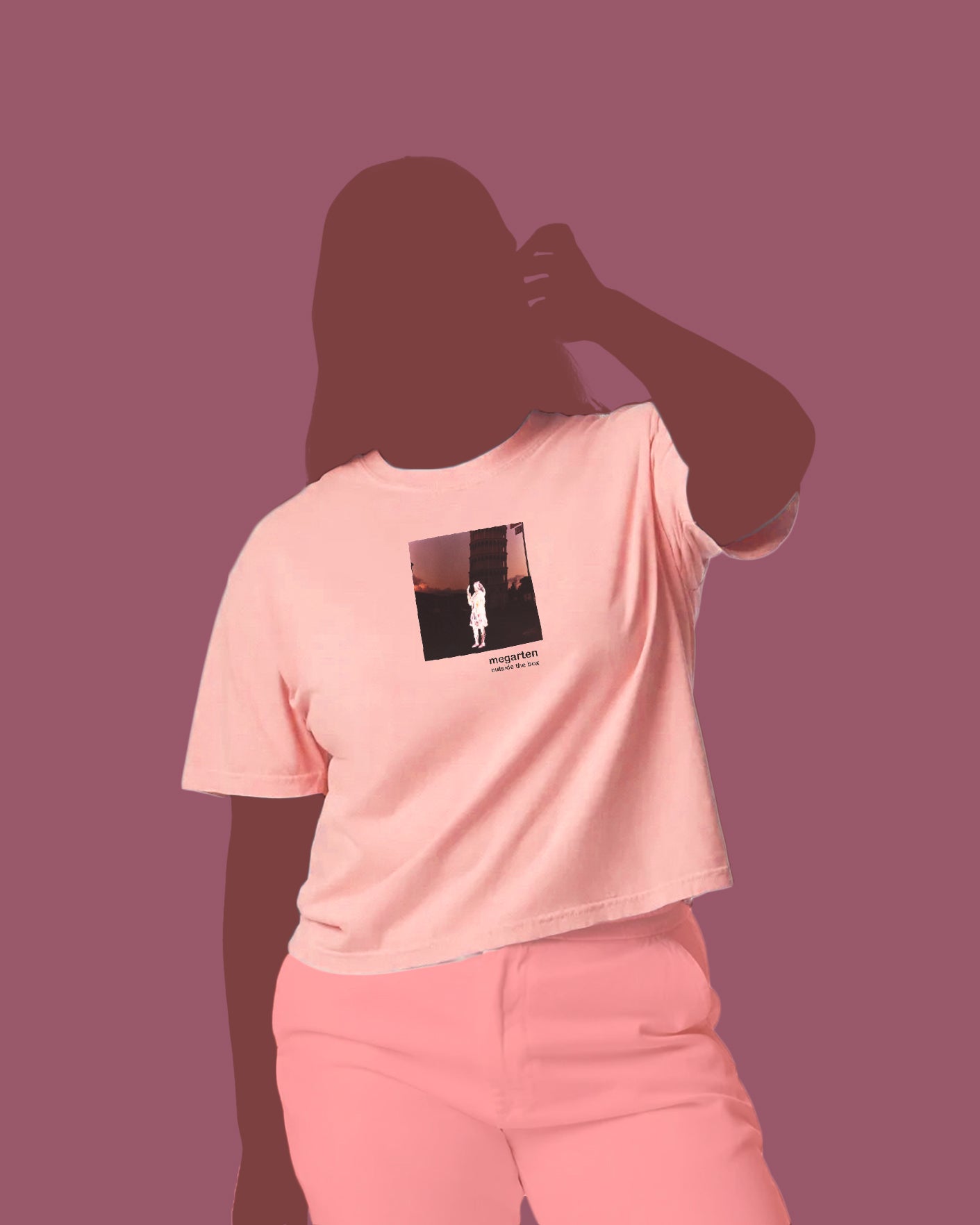 Wearable Art Boxy Tee – "Holding Up the Leaning Tower with a Painted Negative"