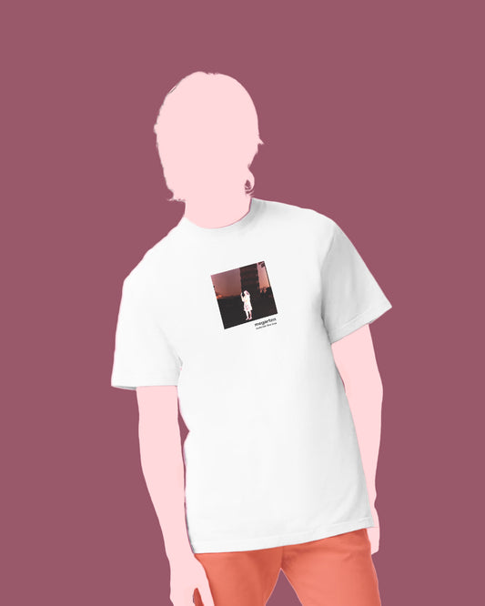 Wearable Art Unisex Tee – "Holding Up the Leaning Tower with a Painted Negative"