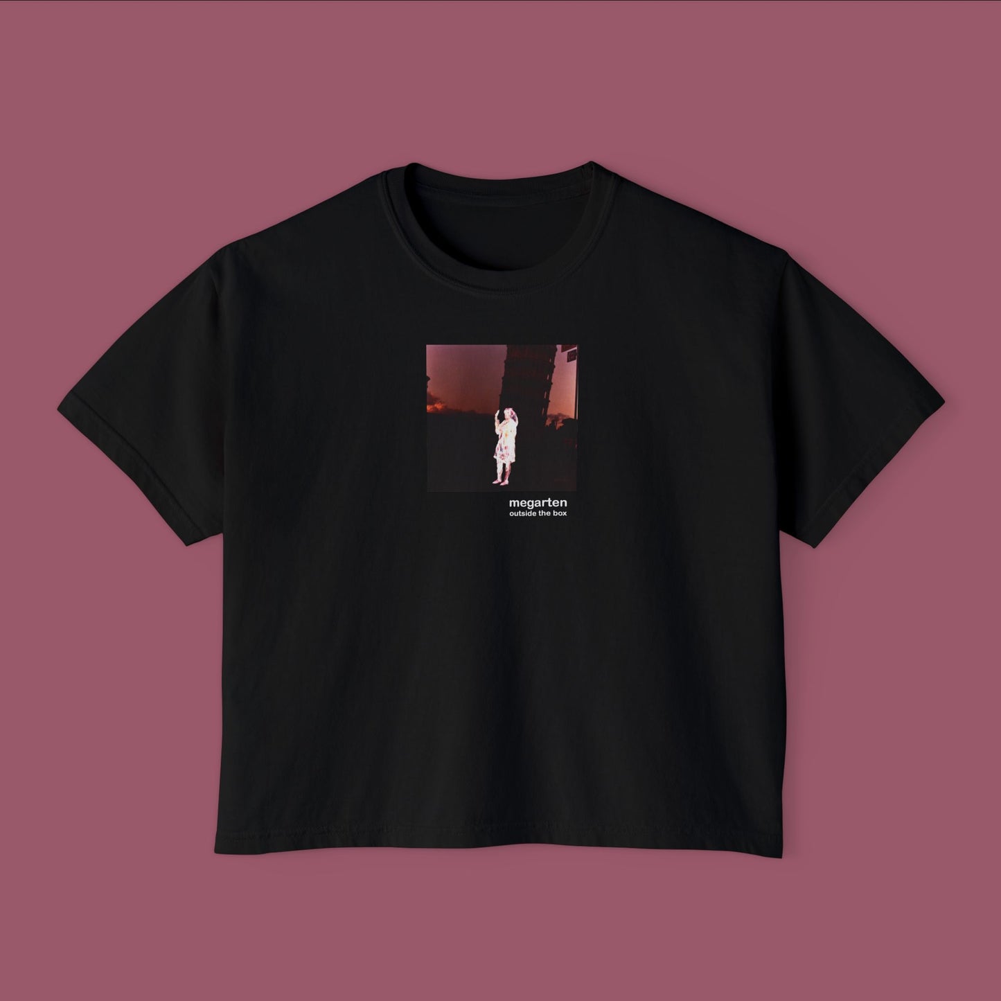 Wearable Art Boxy Tee – "Holding Up the Leaning Tower with a Painted Negative"