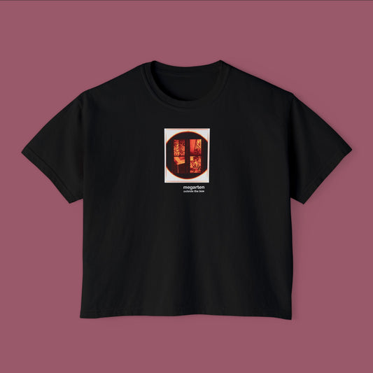 Wearable Art Boxy Tee – "Men’s Room in a Plzeň Lokal, Enlarged"
