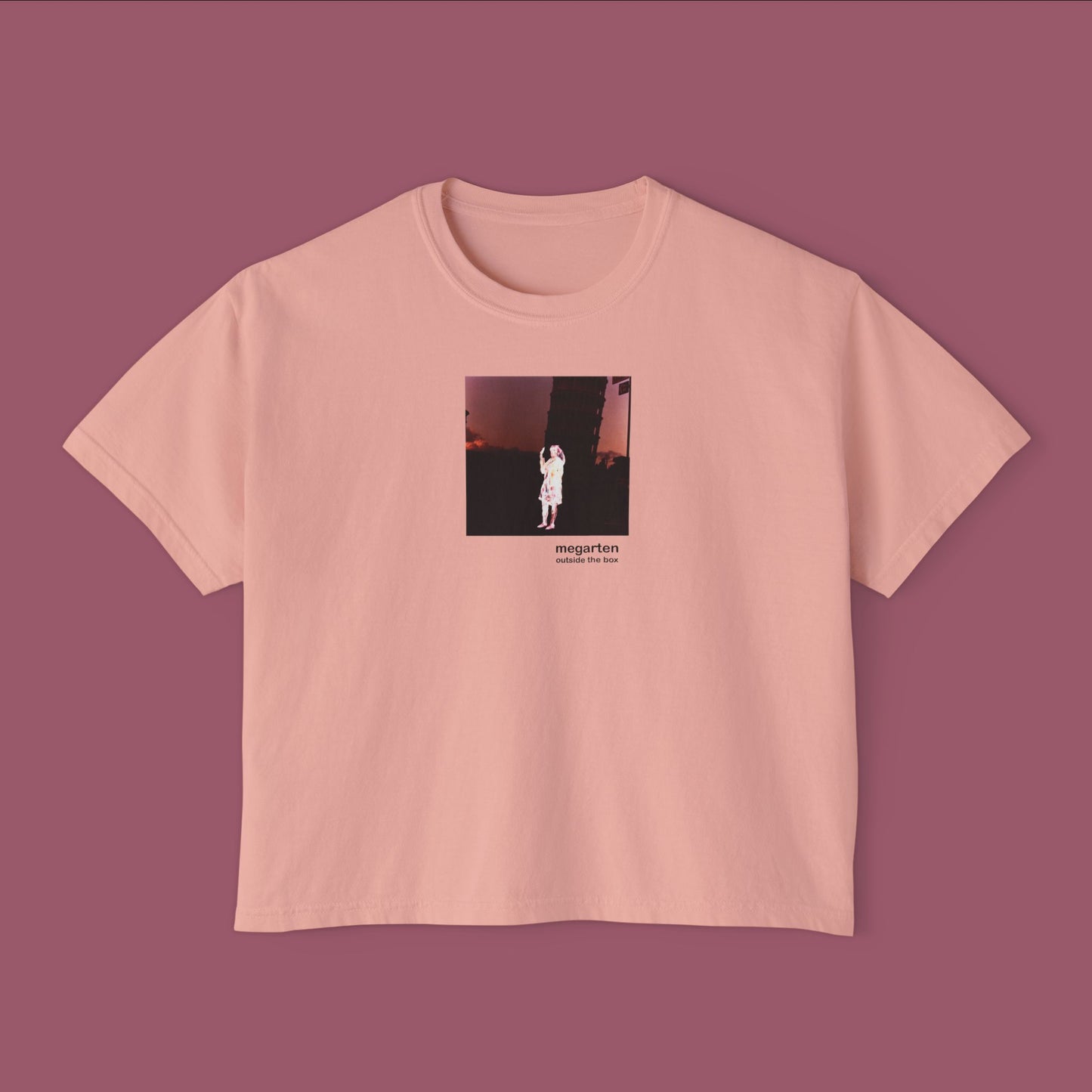 Wearable Art Boxy Tee – "Holding Up the Leaning Tower with a Painted Negative"