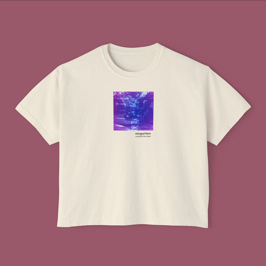 Wearable Art Boxy Tee – "Barcelona Tram and Street Art, Dual Exposed"