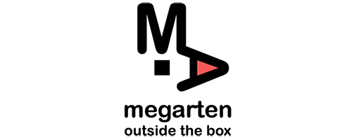 megarten logo with slogan outside the box